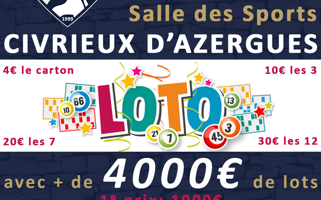 Le grand loto du FSCA : rendez-vous le dimanche 1er mars à Civrieux-d’Azergues !