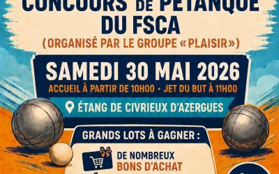 Le tournoi de pétanque du FSCA arrive le 30 mai !