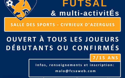 Vacances de la Toussaint : Rejoignez le Stage Futsal & Multi-activités du FSCA !